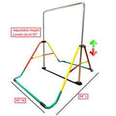 Kids Gymnastics Training Bar 5-in-1 Set + Tumble Mat, Swing Seat, Rings, Horizon
