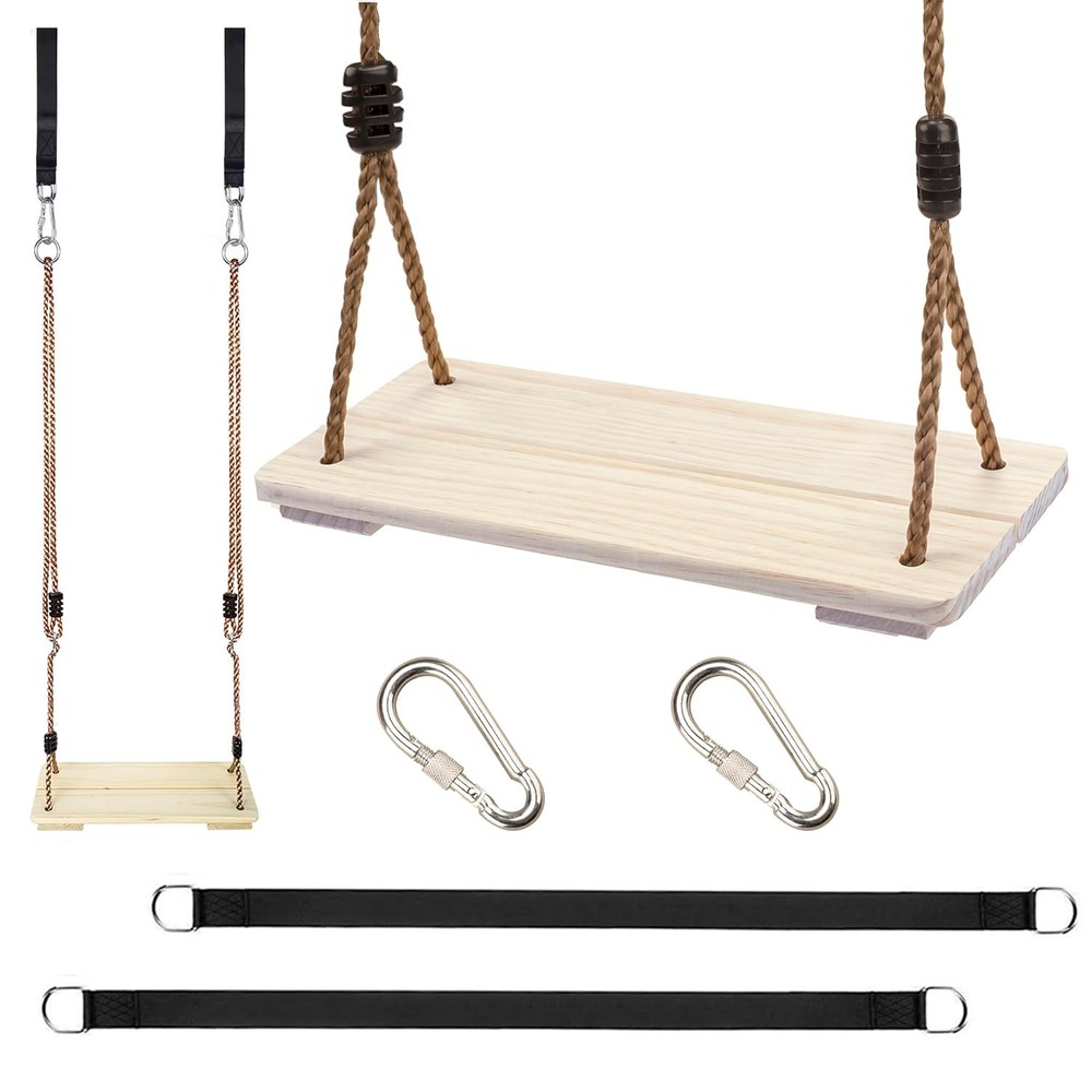 Outdoor Swing, KINSPORY Swing Set for Backyard, Adjustable Nylon Rope with Hangi