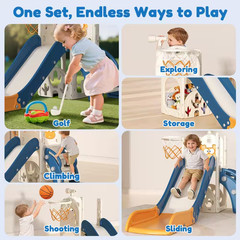6.1ft Yellow 5-In-1 Toddler Slide Indoor Outdoor Wave Slide Backyard Playground