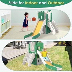 7 in 1 Toddler Slide, L-Shaped Baby Slide for Toddlers Age 1-3 with Basketball H