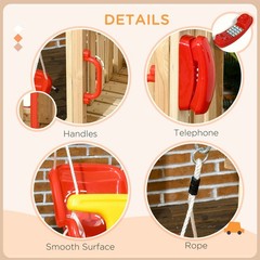 4 in 1 Wooden Swing Set with Swing Slide Horn Steering Wheel