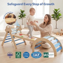8-in-1 Wooden Climbing Set for Toddlers with Cushion, Foldable Montessori Ind…