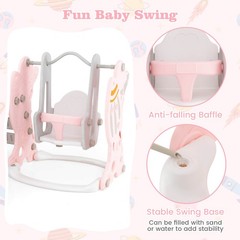 Toddler Slide and Swing Set 4-in-1 Indoor Playground with Extended Slide & Swing