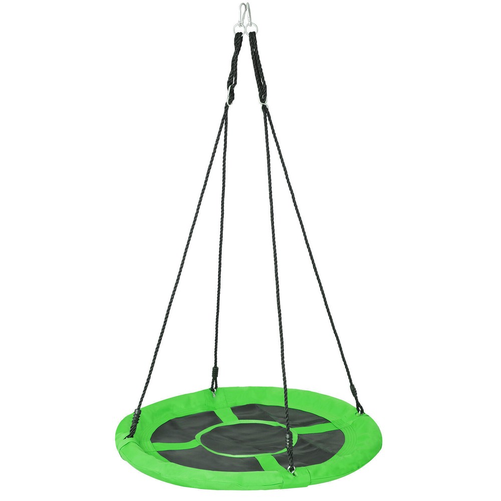 40” Waterproof Round Saucer Tree Swing Set for Children Adults Backyard Green