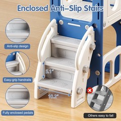 8 in 1 Toddler Climber Slide Playset Outdoor Indoor Slide Playset for Kids Blue
