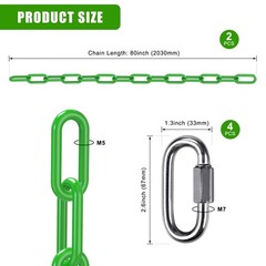 2Pcs 80″ Coated Swing Chain with Carabiners 1000 Lbs Capacity Heavy Duty Hanging