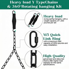 Heavy Duty Porch Swing Hanging Kit with Springs, 1500 Lbs Capacity, up to 7.1…