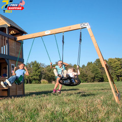 Wood Swing Set Backyard Discovery Canyon Creek Cedar Outdoor Playset with Wave..