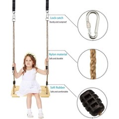 Wooden Swing Seat Kids Adults Backyard Stress Relief Gift Durable Tree Hanging