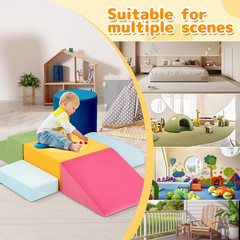 Toddler Climbing Toys Indoor, 7-Piece Colourful Foam Climbing Blocks, Soft Play