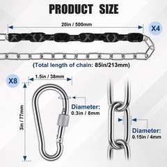 4Pack 84” Stainless Steel Chains Swing Chains 8 Quick Connection Buckles