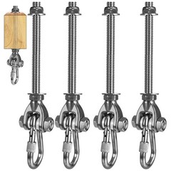 Dakzhou 4 Heavy Duty Stainless Steel 180° Swivel Swing Hooks Hangers 800LBS