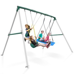 600lb Heavy Duty Swing Set with 3 Swings & Metal Frame Kids Adult Backyard Play