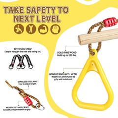 Wooden Trapeze Swing Bar, Adjustable Height Swing Set, Gym Rings, Playground …