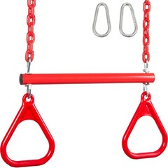 SWING SET STUFF TRAPEZE WITH RINGS AND COATED CHAIN RED playground bar fort 0107
