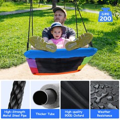 4 IN1 Heavy Duty Metal Swing Set Kids Backyard Playset with 3 Swings for Outdoor