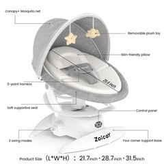 3-in-1 Baby Swing for Infants with Motion Detection, Electric Baby Swing with 3