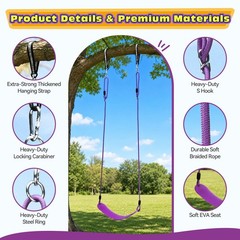 Heavy Duty Kids Swing Seat with 79″ Adjustable Rope, 330 lbs Capacity Swing S…