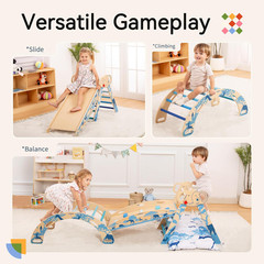 8-In-1 Pikler Triangle Set-Foldable Baby Climbing Toys with Cushion,Arch, Ramp &