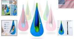 Indoor & Outdoor Sensory Swing Chair for Kids: Cozy Cotton Pod Seat – Blue