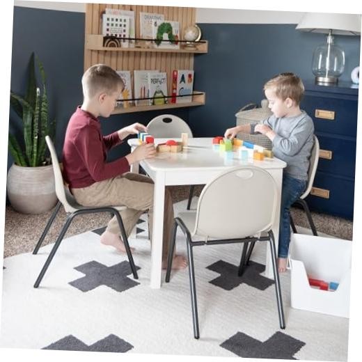 Backyard Discovery 12″ Kid’s Stacking Chairs-4 Pack- Ivory