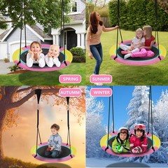 HOTJUMP 40 Inch Saucer Tree Swing for Kids Outdoor, Textilene Fabric Tear & U…