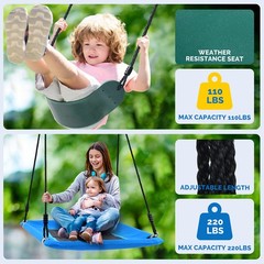 5 IN 1 Large Heavy Duty Metal Swing Set for Kids Backyard Playground Playset
