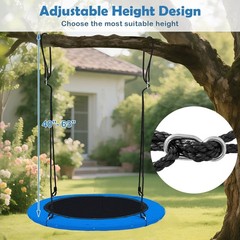 40″ Saucer Tree Swing 660 LBS for Kids Adults Outdoor w/LED Lights Black Blue