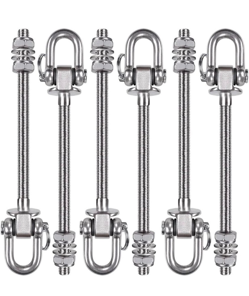 Seleware Set of 6 Swing Hanger, Swing Bolts M10 x 9.3″Stainless Steel Heavy Duty