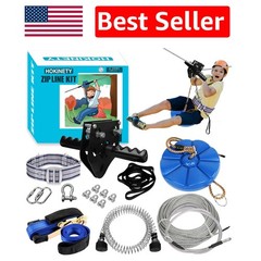 120FT Backyard Zip Line for Kids: Rust-Proof Trolley & Safety System