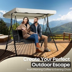 Flexzion Replacement Canopy for Outdoor Swing – 66″ X 45″ 2 Seat Bench Glider…