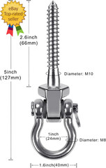 Heavy Duty Swing Hangers with Bearings – Set of 2 Stainless Steel 304 Screw