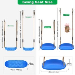 SELEWARE 2pk Blue Heavy Duty Swing Seats w/Rope for Kids/Adults Indoor/Outdoor