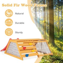 5-in-1 Indoor Kids Wooden Climber Gym Playset With Climbing Rope & Climbing Wall