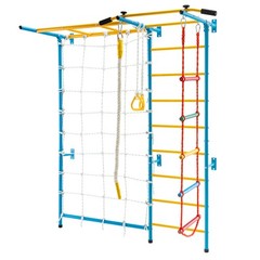 7 In 1 Kids Indoor Gym Playground Swedish Wall Ladder Solid Wall Yellow Climbing