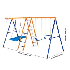 VEVOR Swing Sets for Backyard 6 in 1 Swing Set 440lbs Capacity Metal Swingset