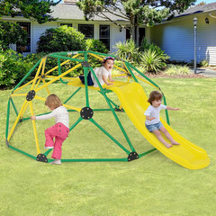 Climbing Dome with Slide, Kids Outdoor Jungle Gym Geometric Dome Climber, Steel