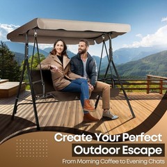 Replacement Canopy 66″ X 45″ 2 Seat Outdoor Swing Beige UV Weatherproof Shade