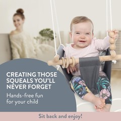 Baby Swing, Grey White Indoor Outdoor Portable Hanging Chair – Infant & Toddl…