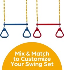 Red Kids Swing Set Accessories with 18″ Trapeze Bar & 48″ Chains