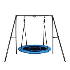 440lb Metal Swing Set Outdoor for Kids Adult Play with 40″ Saucer Swing Backyard