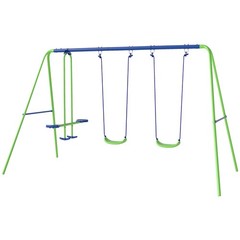 2-in-1 Kids Metal Swing Set for Backyard
