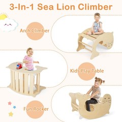 7-in-1 Indoor Climbing Toys for Toddlers w/ Reversible Ramp Sea Lion Rocker