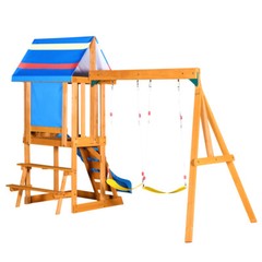 Wooden Outdoor Swing Set 3 in 1 Swing Set outdoor Children’s Playset with Slide