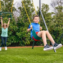 gobaplay Single Swing Playground Set with 8′ Frame Extension & Rectangle Swing