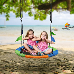 Columpio Redondo Portátil 1m para Árbol 300kg Resistente Niños Adultos Exterior