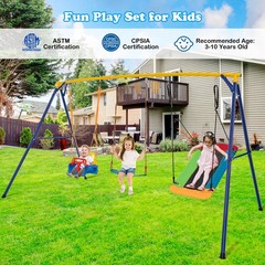 3-in-1 Kids Swing Set 660 LBS Carbon Steel Swing Frame w/Belt Swing for Toddlers