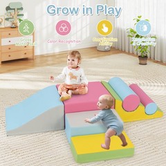 7 Pcs Toddler Climbing Blocks w/Hook Loop Fasteners Waterproof PU Leather Cover