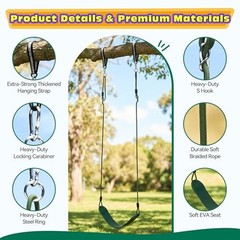 Heavy Duty Kids Swing Seat with 79″ Adjustable Rope, 330 lbs Green, 1 Pack