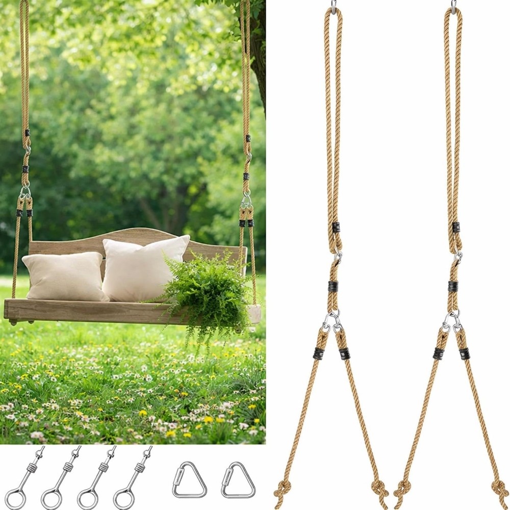 2 Pack Porch Swing Rope Kit Swing Bed Straps Holds 800 lbs Adjustable Polypro